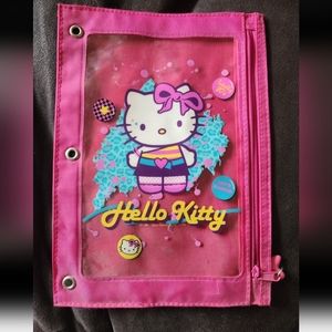 Hello Kitty Pencil Pouch 3 Ring Zipper Close Sanrio Marker Pouch School Supply